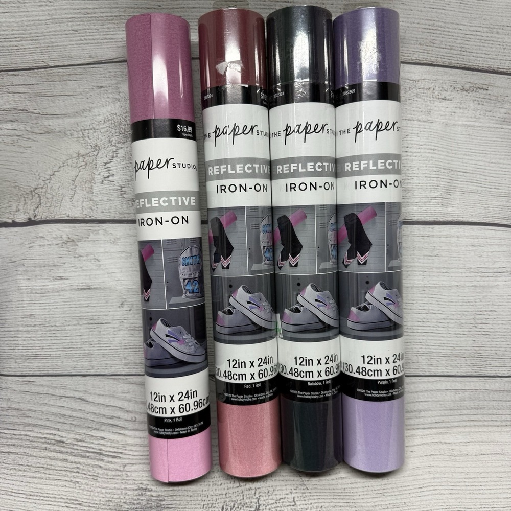 4 Rolls The Paper Studio Reflective Iron-On Vinyl 12"x24"New For Cricut